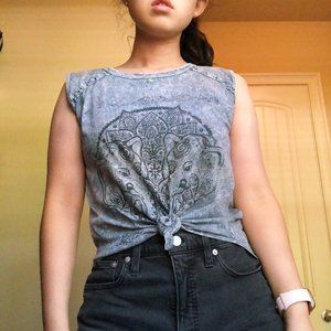 Dusty Blue Acid Wash Tank | Size: XS